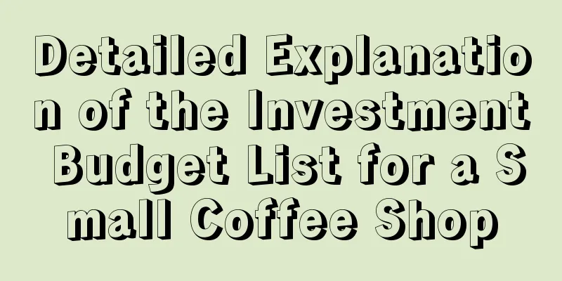 Detailed Explanation of the Investment Budget List for a Small Coffee Shop